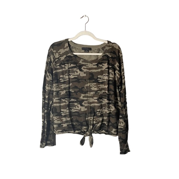 Sanctuary Tops - Sanctuary Camouflage Knit Front Knot Long Sleeve Sweater Blouse Size Medium